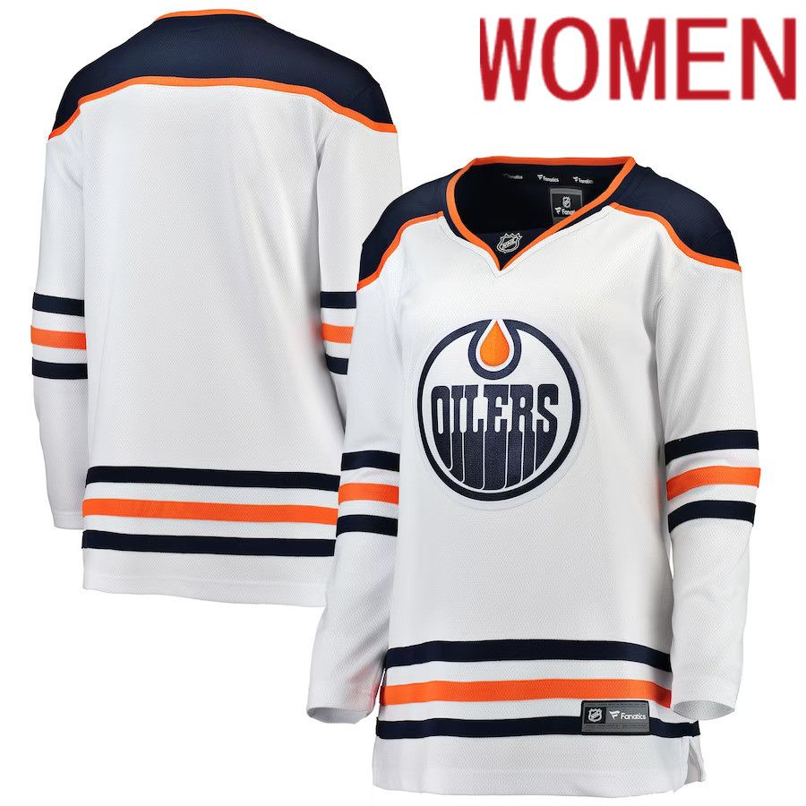 Women Edmonton Oilers Fanatics Branded White Away Breakaway NHL Jersey->women nhl jersey->Women Jersey